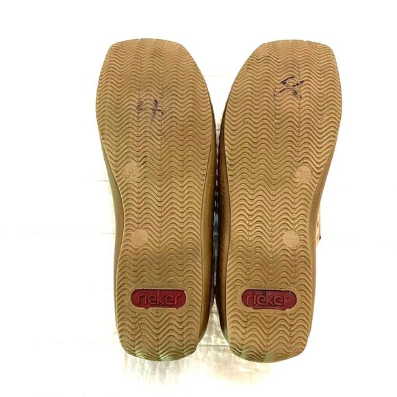 Rieker Antistress Slip-On Shoes Women 38(US 7.5) Tan Leather Comfort Loafers EUC - Picture 7 of 10